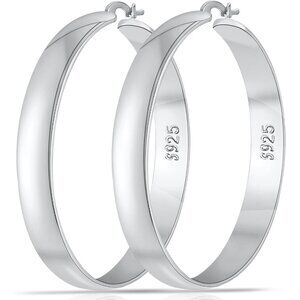 8mm Thick 925 Sterling Silver Hoops Earrings Women 14K Real Gold Hoop Earring